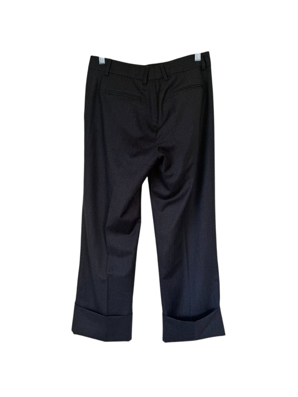 QL2 Maura Gray Wool Cropped Trousers Wide Cuff Women's IT 40 Made in Italy - Picture 2 of 9